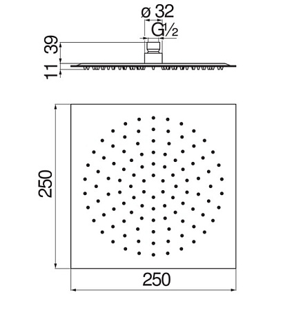 Верхний душ Nobili AD139/134CR 25х25 хром