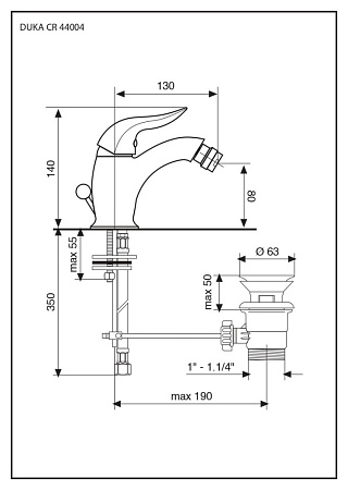 Смеситель Emmevi Duka 44004BR для биде, бронза