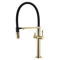 Смеситель Boheme Uno 115-MG для кухонной мойки, c краном для питьевой воды, золото матовое