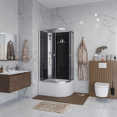Душевая кабина Niagara Eco E100/80/40L/TN/BK 100x80x195 L стекло тонированное/профиль серебро
