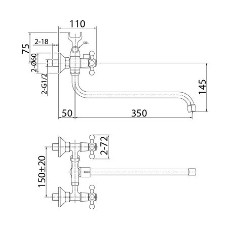 Смеситель для ванны с длинным изливом Milardo Duplex DUPSB02M10 хром