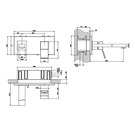 Смеситель Gessi Rettangolo K 53090.299 для раковины, черный матовый