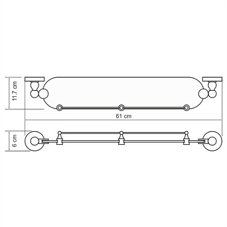 Полка WasserKRAFT Diemel K-2244 стеклянная