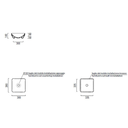 Раковина GSI Pura 885011 38х38 белый