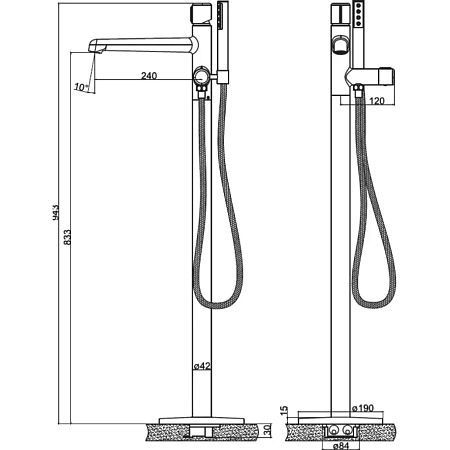 Смеситель BelBagno Uno UNO-FMT-ORO напольный, золото
