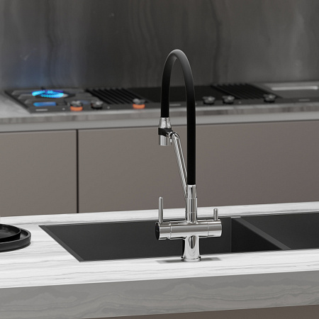 Смеситель для кухонной мойки Sancos Dora SC4003CH хром/черный