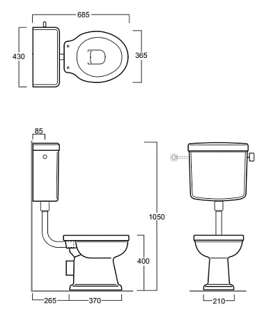 Унитаз напольный Simas Londra LO911bi горизонтальный выпуск, со средним бачком, белый/хром