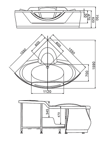 Акриловая ванна Gemy G9025 II C