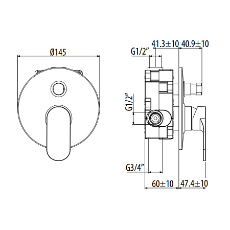 Смеситель Gattoni H2Omix7000 7003470N0.CH для душа, черный матовый