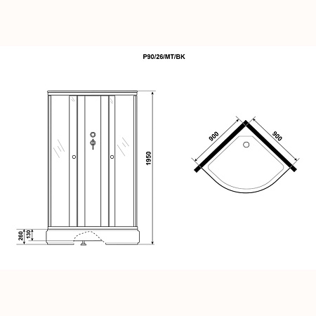 Душевая кабина Niagara Promo P90/26/MT/BK 90x90x195 матовый/белый