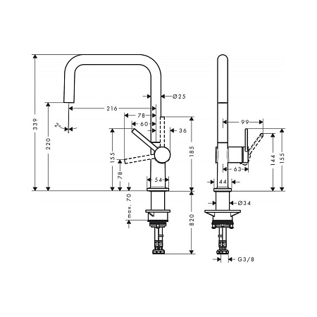 Смеситель Hansgrohe Talis M54 72806670 для кухонной мойки, черный матовый