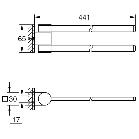Полотенцедержатель Grohe Selection 41219KF0 двойной фантомный чёрный