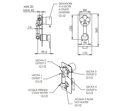 Смеситель Remer Infinity I94 для ванны с душем, хром