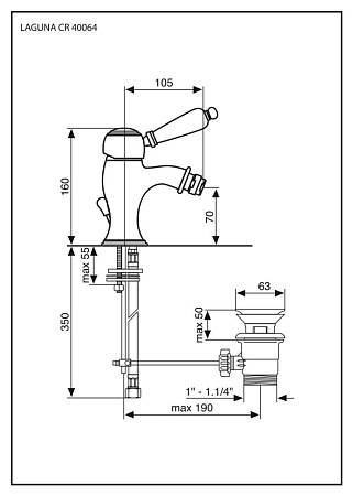 Смеситель Emmevi Laguna 40064CR для биде, хром