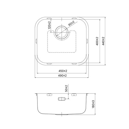 Мойка кухонная IDDIS Mate MAT49S0i77 49х44 хром