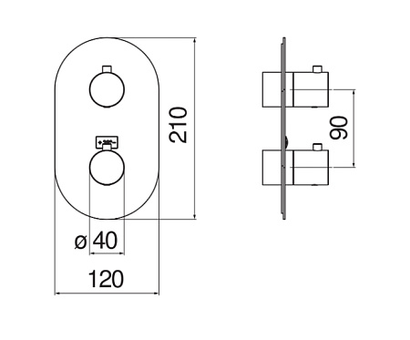 Термостат Nobili Plus WE00102/TFLP для ванны, черный глянцевый