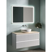 Мебель для ванной со столешницей Sancos Snob R 100 SNR100W+TT100A2 Bianco/Kreman