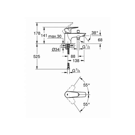Смеситель Grohe BauLoop 23562001 на борт ванны