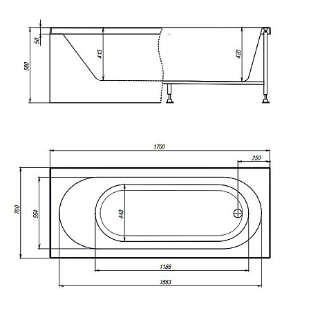 Акриловая ванна Timo Roha ROHA1770 170х70 без гидромассажа