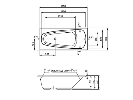 Акриловая ванна Mauersberger Scinosa 1017500290 175х80 белый матовый