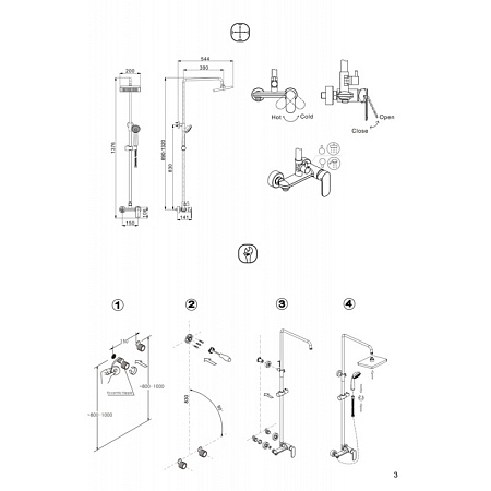 Душевая стойка Bravat Opal F9125183CP-A-RUS хром