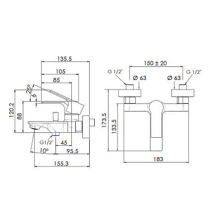 Смеситель Remer Energy EY05 для ванны, хром