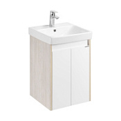 Тумба с раковиной Aquaton Сканди 1A278701SDB20 45 с дверками, белый/дуб верона