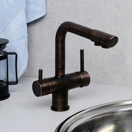 Смеситель WasserKRAFT A8047 для кухонной мойки, темная бронза
