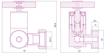 Вентиль Сунержа 00-1307-0134 правый крестовой