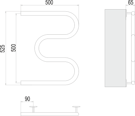 Полотенцесушитель электрический Terminus M-образный 500х525 хром