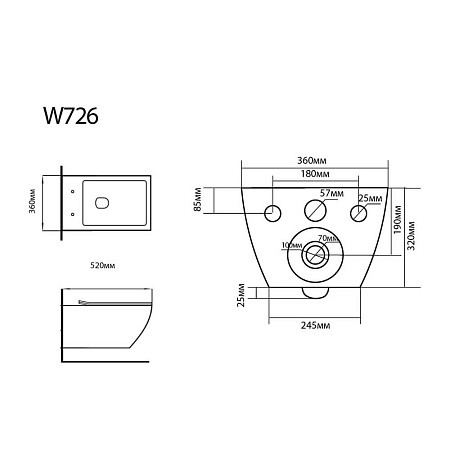 Унитаз подвесной Black & White Universe 726W00 безободковый