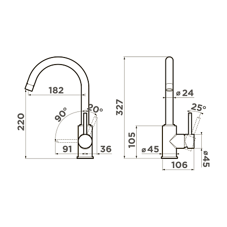 Смеситель Omoikiri Shinagawa-P-PL 4974107 для кухонной мойки, платина