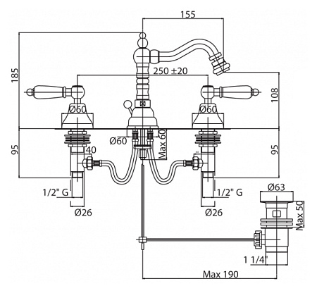 Смеситель Cezares First FIRST-BBS2-03/24-M для биде