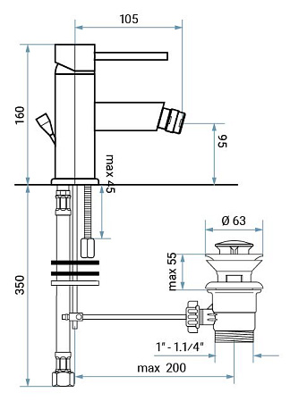 Смеситель Emmevi Piper 45004/BR для биде, бронза