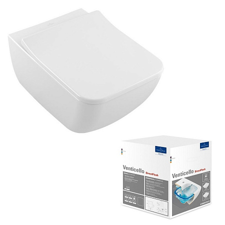 Унитаз подвесной Villeroy & Boch Venticello 4611RSR1 альпийский белый CeramicPlus