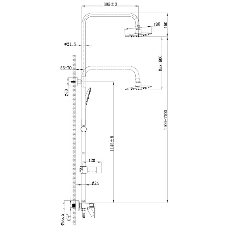 Душевая стойка Lemark LM7002C хром