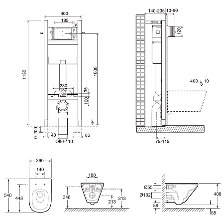 Комплект унитаз Jacob Delafon Modern Life E21774RU-00 + инсталляция + крышка