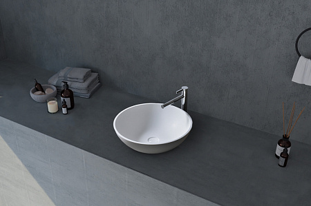 Раковина накладная ABBER Stein AS2608 белый матовый