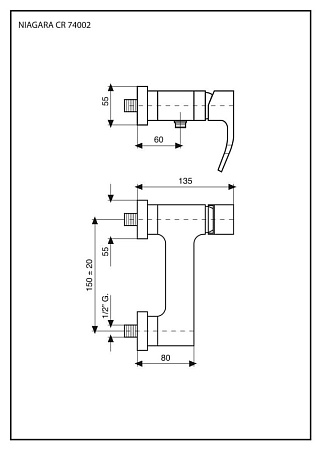 Смеситель Emmevi Niagara 74002/CR для душа, хром