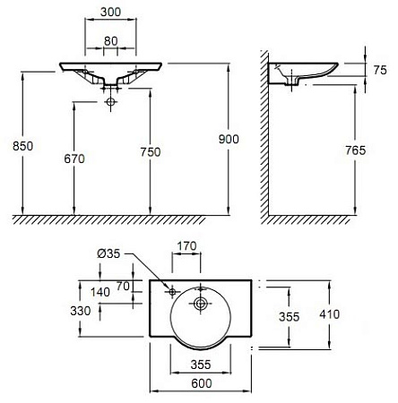 Раковина Jacob Delafon Formilia Spherik E4503-00 60х41 см
