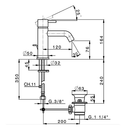 Смеситель Cisal Less New LN00051040 для раковины, черный матовый