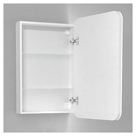 Шкаф-зеркало Jorno Modul Mol.03.60/P/W/JR 60 с подсветкой, белый