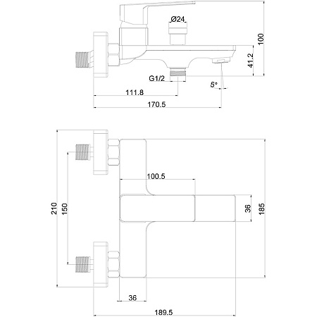 Смеситель для ванны beWash Eterne BVMM0BT447 хром