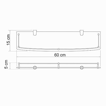 Полка WasserKRAFT K-555 стеклянная, хром