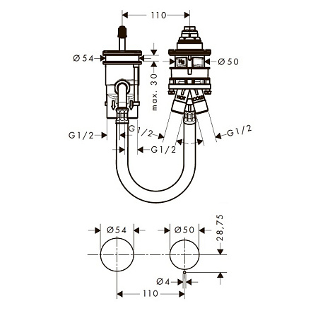 Cкрытая монтажная часть Hansgrohe 13159180 для термостата
