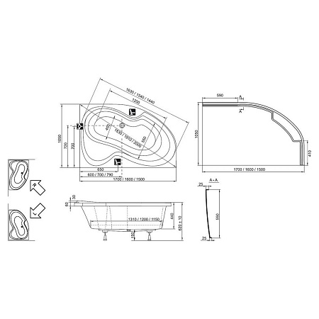 Ванна акриловая Ravak Rosa II C421000000 170x105 R