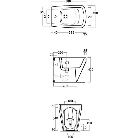 Биде напольное Simas Baden-Baden BB 04 bia с 1 отверстием под смеситель, белый