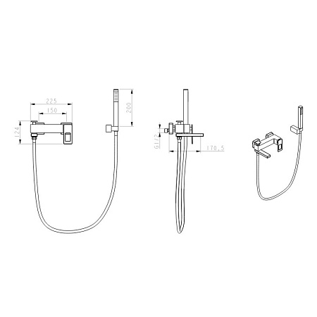 Смеситель Boheme Q 143-CRCR для ванны с душем, хром