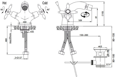 Смеситель Cezares Nostalgia NOSTALGIA-BS1-02 для биде