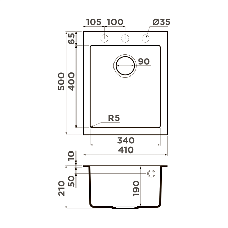Кухонная мойка Omoikiri Bosen 41A-WH 41x50x19 белый